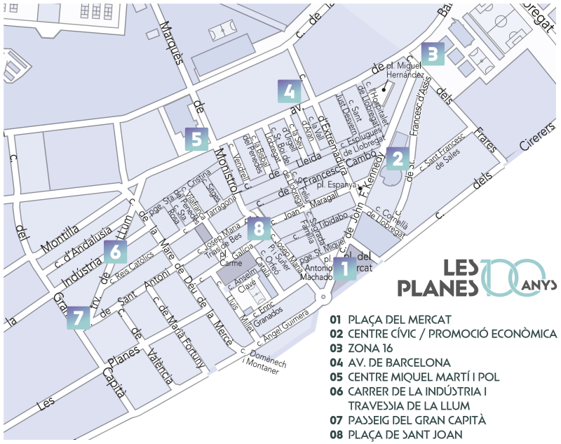 Mapa expo 100 anys les planes