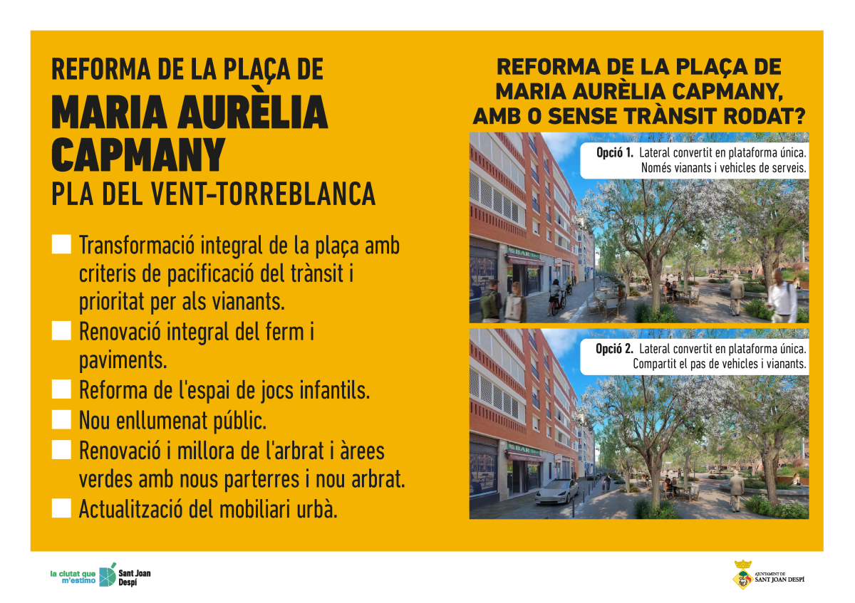 Projecte de reforma de la plaça de Maria Aurèlia Capmany