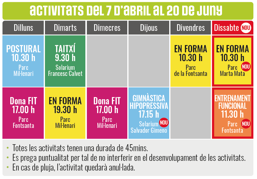 Entrena i fes salut abril-juny 2026