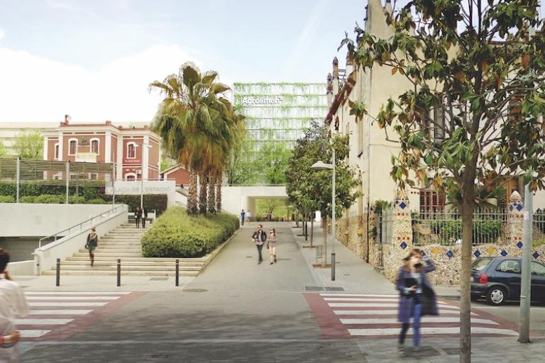 Imatge virtual del pas inferior per sota de les vies del tren que ajudarà a cohesionar la trama urbana de Sant Joan Despí, en el marc de la transformació de les antigues instal·lacions de Gallina Blanca