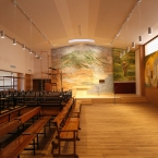 Interior de la nova parròquia de la Mare de Déu del Carme