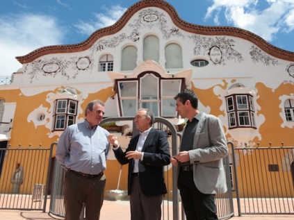 Luís Campo Vidal, con el alcalde A. Poveda y el teniente de alcalde A. Medrano