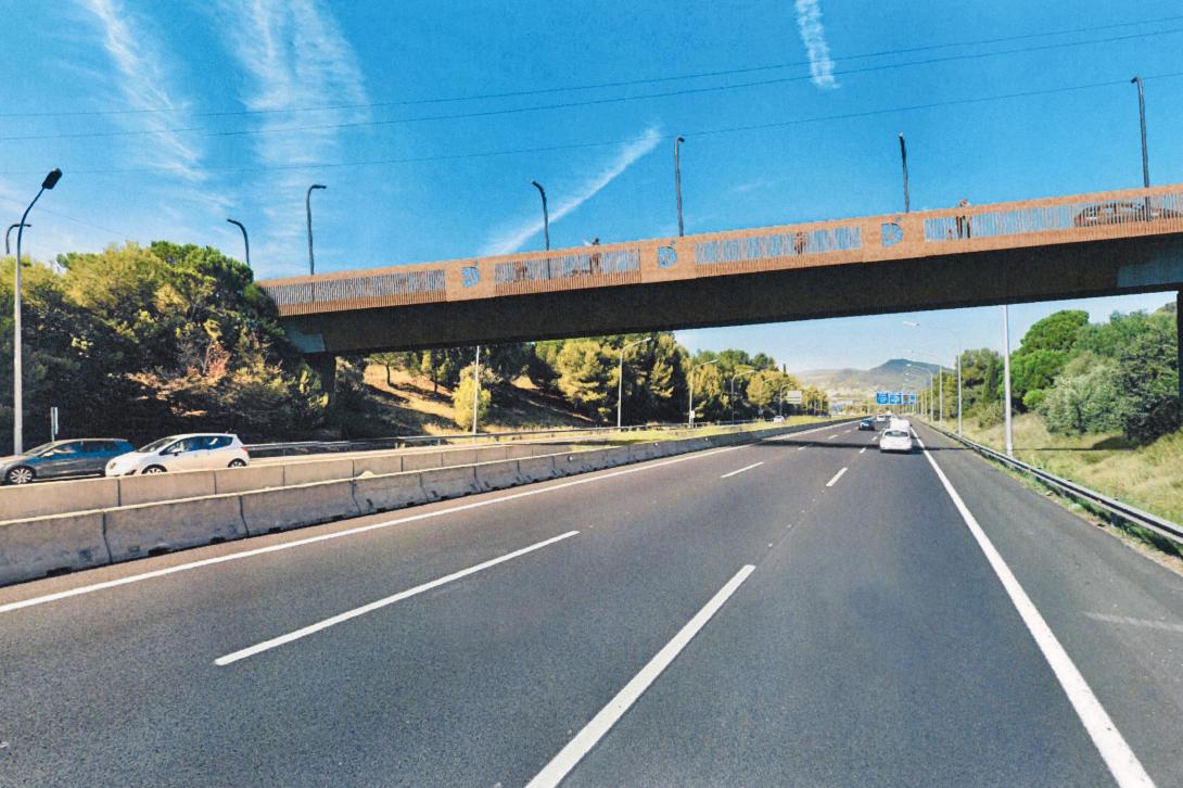 Imatge virtual del futur pont sobre la B-23 que millorarà la connectivitat entre els barris de la ciutat