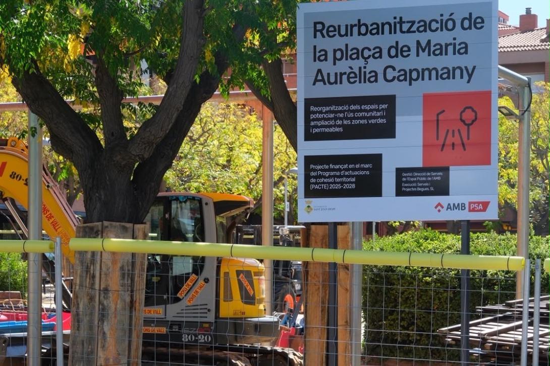 Comencen les obres de reurbanització de la plaça de Maria Aurèlia Capmany